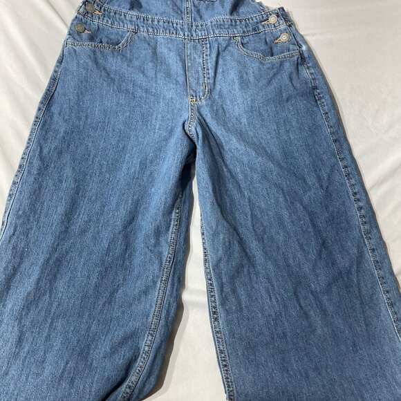 Hollister Overalls Womens Blue Denim Bib  Wide-Leg Adjustable Straps Size M - Picture 3 of 14